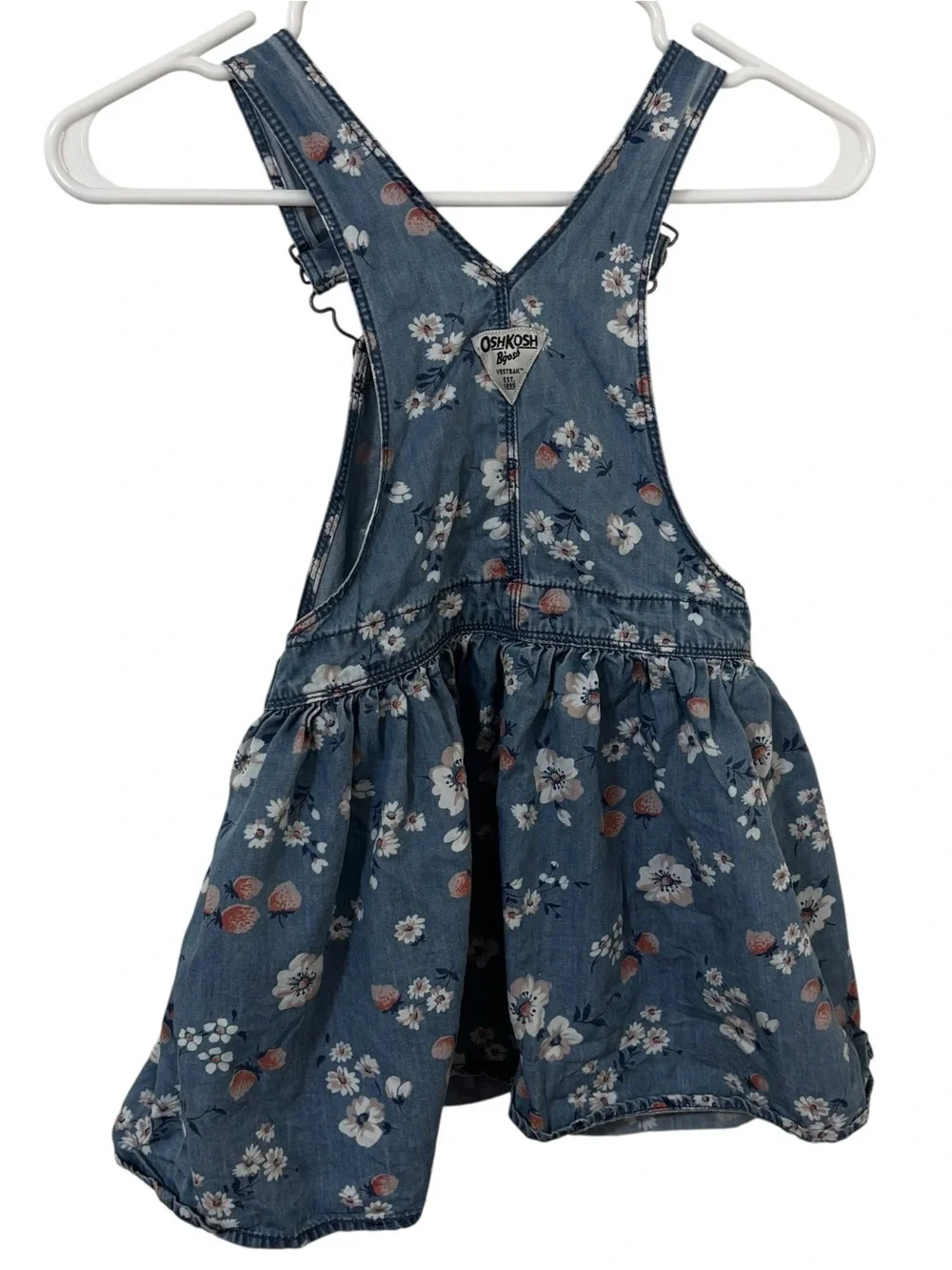 OshKosh B'gosh plum blossom Floral soft Denim overall skirt for Kids - blue pink